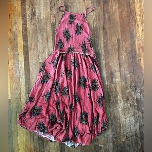 High-Neck Smocked Floral Dress